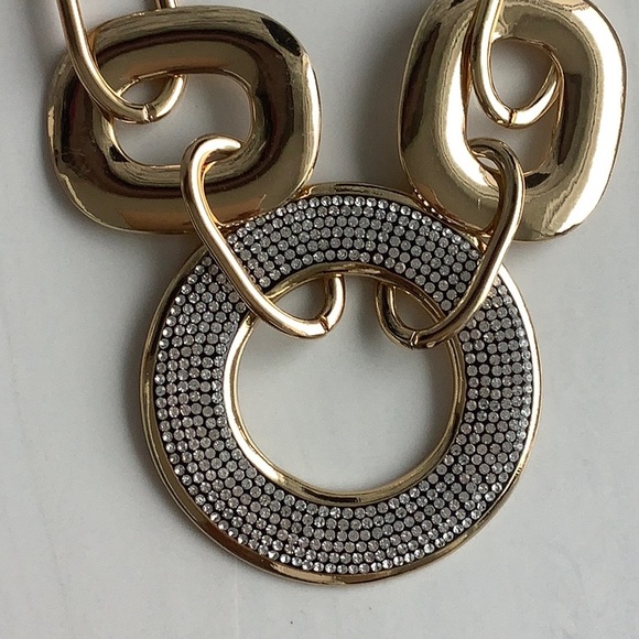 Rhinestone gold plated necklace and earring set. - Picture 2 of 4